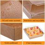 Hiceeden 100 Pack Charcuterie Boxes with Clear Lids, 5.4"×5"×2.5" Paper Bakery Dessert Sandwich Box, Disposable Square Food Containers for Cookies, Donuts, Muffins, Salad, and Pastry, Brown