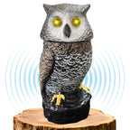 Ugold Solar Powered Garden Owl with Motion Detection, Rotating Head, Realistic Hoots and Silent Mode, Outdoor Statue and Sculpture, Owl Decoration for Home, Garden, Patio and Lawn