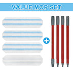 Mop Replacement Pads for Ocedar H2prO Flat Mop System, Mop Handle Mop Refills for O-Cedar H2pro Flat Mop System, Include 4 Pack Mop Pads and 4-Section Mop Handle for Ocedar H2 Pro Mop