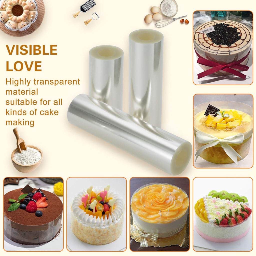Cake Collars 10 x 394inch (5.9 mil thick) Transparent Acetate Sheets Rolls for Baking Surrounding Edge Decorating