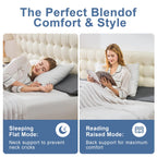 Yojoker Queen Size Bed Wedge Pillow for Headboard Gap, Wedge Pillow Headboard with Side Pockets and Wave Contour, High-Density Foam Bed Gap Filler (0-6"), 60x10x6 Inch, Gray