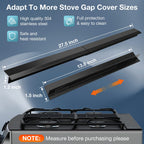 2PCS Kitchen Stove Counter Gap Covers, Stainless Steel Stove Gap Guard, Cooktop Trim Kit, Stove Gap Guards, Oven Gap Filler, Heat Resistant & Effectively Protect Stove Gap Filler(13.8"-27.5" Black)