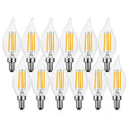 Brtstiun E12 Candelabra LED Light Bulbs Dimmable 60 Watt Equivalent, CA11 6W 2700K Soft Warm White Chandelier Candle Bulb, Small Base Decorative Flame Tip Clear Bulbs for Bedroom, Kitchen, 12 Pack