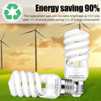 Barfelty CFL Light Bulbs E26 Base, T2 Spiral 13Watt (60Watt Equivalent) Soft White 2700K 900lm Compact Fluorescent Light Bulbs, UL Approved, 120v 60Hz, Self Ballasted CFL Bulbs, Pack of 12