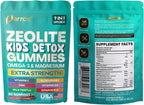 Parrox Zeolite Kids Detox Gummies, 9-in-1 Extra Strength with Zeolite, Omega-3, Magnesium, Elderberry, Vitamin C, Milk Thistle, Vitamin D3, Zinc, B12 – Sugar-Free (Mixed Berry Flavor - 2 Pack)