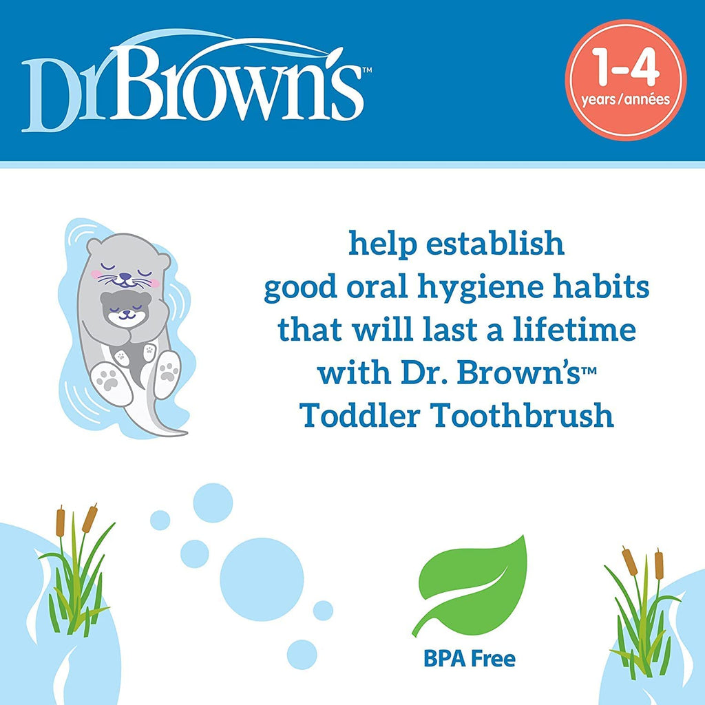 Dr. Brown's Baby and Toddler Toothbrush Set, Otter with Apple Pear Flavor Toothpaste