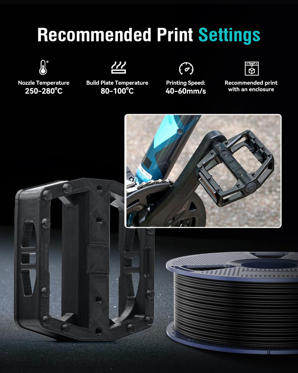 SUNLU ABS Filament 1.75mm,Black+Blue,2kg