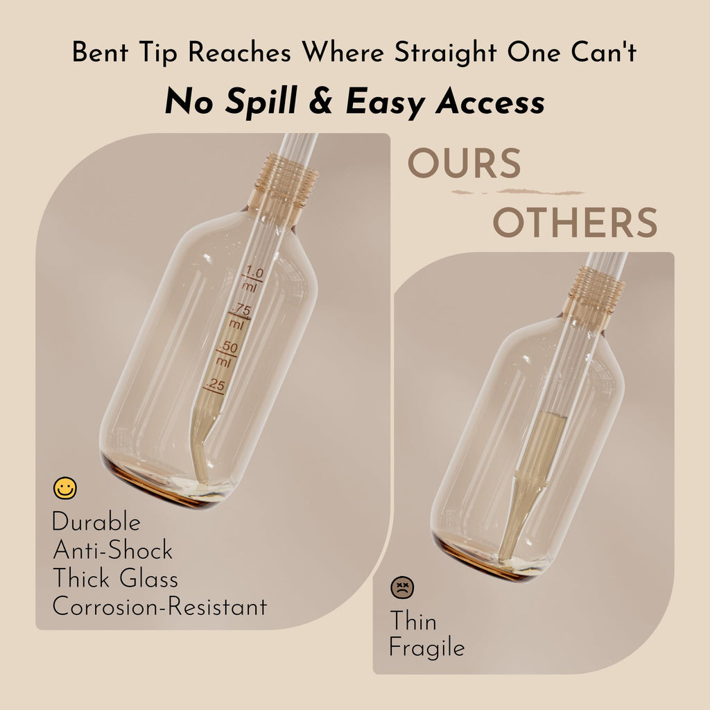 PrettyCare Eye Dropper 4 Pcs, Glass Eye Dropper for 30 ml Essential Oils Bottles Round Tip Measured Medicine Droppers Calibrated 1 ml Capacity
