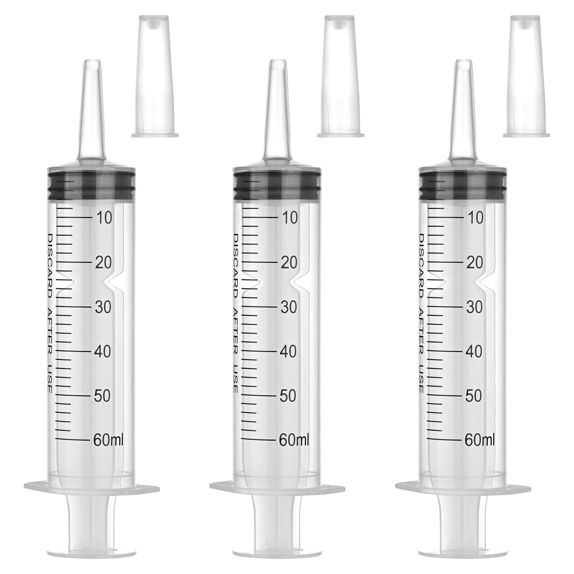 10 Pack 60 ml Syringe Without Needle, Syringe with Cap Individually Wrapped, for Liquids, Scientific Labs, Dispensing
