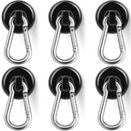 E BAVITE Carabiner Magnetic Hooks, 110LBS Strong Black Magnetic Hooks Heavy Duty with Swivel Carabiner Hook, Great for Hanging for Cruise, Garage, Kitchen, Refrigerator, Locker (6-Pack)