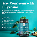 Free Form L Tyrosine 500mg Capsules - High Strength L-Tyrosine Supplement for Mental Energy and Focus Support - Amino Acid Nootropic Supplement for Mood Focus Attention and Cognitive Performance