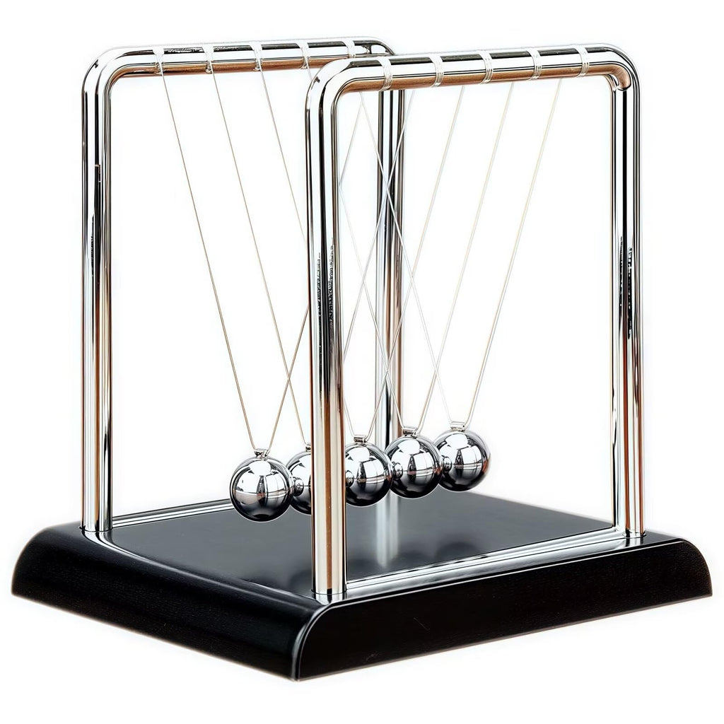 Newtons Cradle Balance Pendulum Balls, Swinging Kinetic Balls with Black Base, Science Physics Educational Learning Tool, Office Home Creative Decoration, Stress Relief Fidget Desk Toy (Medium)