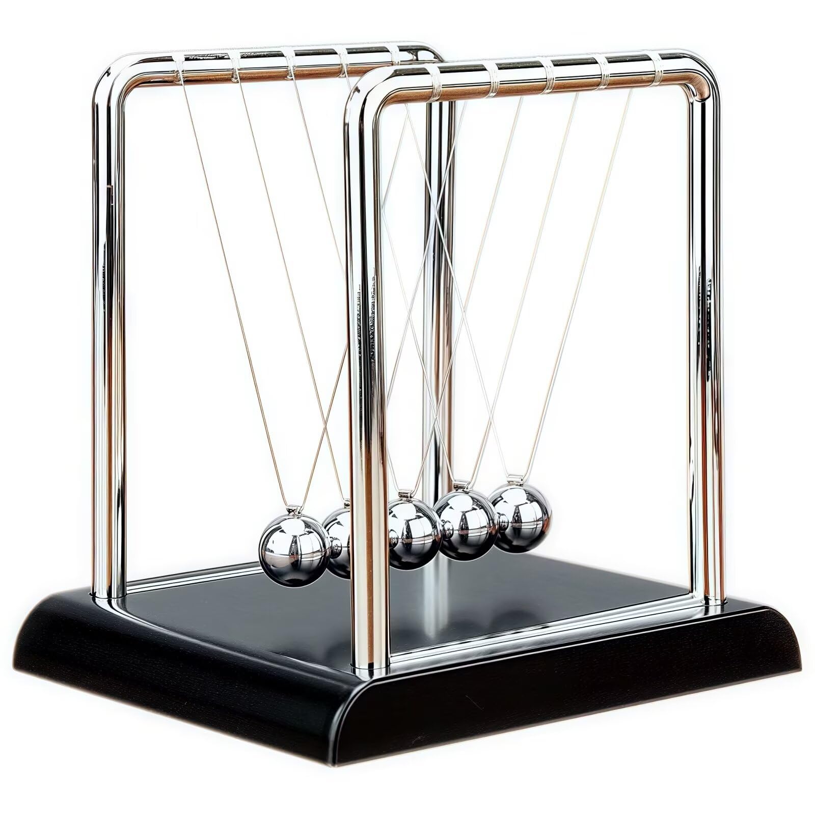 Newtons Cradle Balance Pendulum Balls, Swinging Kinetic Balls with Black Base, Science Physics Educational Learning Tool, Office Home Creative Decoration, Stress Relief Fidget Desk Toy (Medium)
