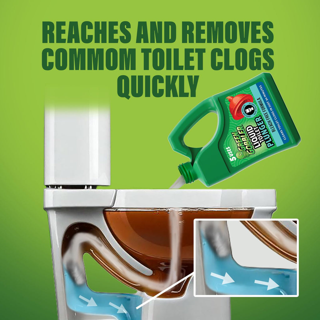 Green Gobbler Liquid Toilet Plunger | Clog Remover | Safe for Toilets and Septic | No Plunger Needed | 5 Uses