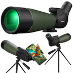 Aurosports 25-75X80 Spotting Scope with Tripod - BAK4 High Definition Waterproof Spotter Scope for Target Shooting Hunting Bird Watching, Scopes with Carrying Bag and Scope Phone Adapter (Green)