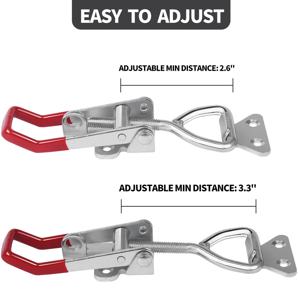 Vicuna R Heavy Duty Toggle Latch Clamp 4003, Large Adjustable Toggle Clamp Latch With Lock Hole, 1320Lbs Holding Capacity Pull Latch for Smoker Lid Jig, Tool Box Case - 2Pack (with 10PCS Screws)