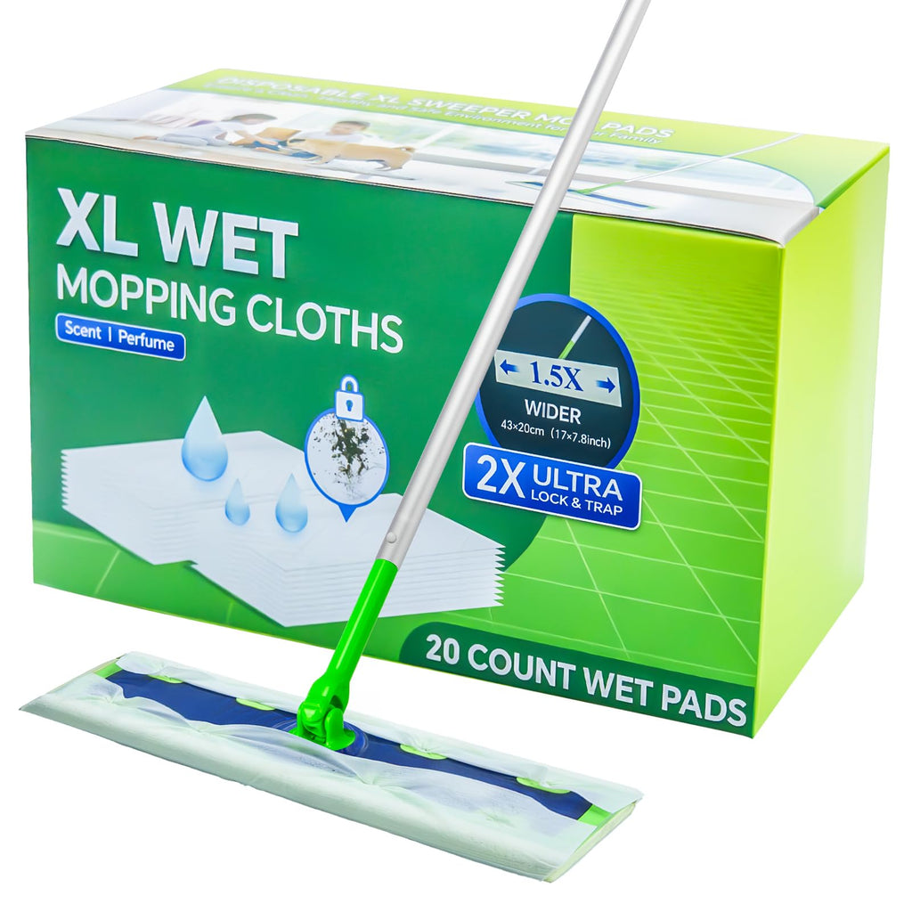 20 Count XL Wet Mopping Cloths for Swiffer Sweeper XL Mop - Disposable X-Large Wet Pad Refills - Multi-Surface Wet Wipes Mopping Pads Refill for Floor Cleaning.（Only Pads, not Including mop）