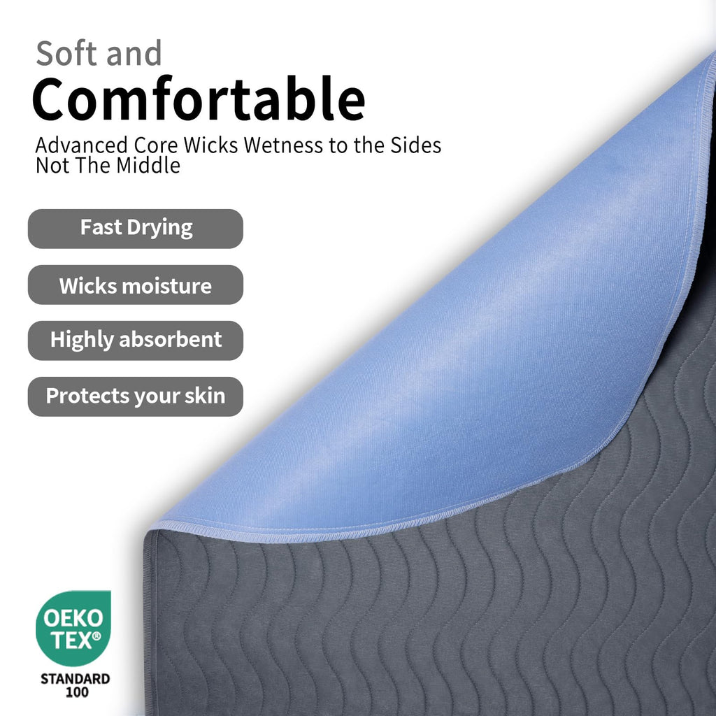 Accompagner Waterproof Reusable for Adults and Pets Washable Pee Pads for Dogs Changing Pad Large Dog Bed Size Adults Incontinence Bed Pads - Non-Slip Leak-Proof (Dark Gray, 24"x24"(Pack of 4))