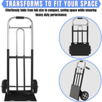 IRONPOW Folding Hand Truck Dolly - 600 LB Capacity, Heavy-Duty Wheels and Compact Design for Moving Heavy Loads in Warehouses, Offices, Homes, and Shopping