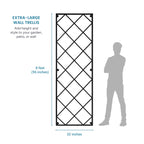 Giant Wall Trellis, 8 Foot Tall (96” high by 32” Wide), for Outdoor Climbing Plants, Sturdy Rectangular Shaped Metal Frame with Lattice Design