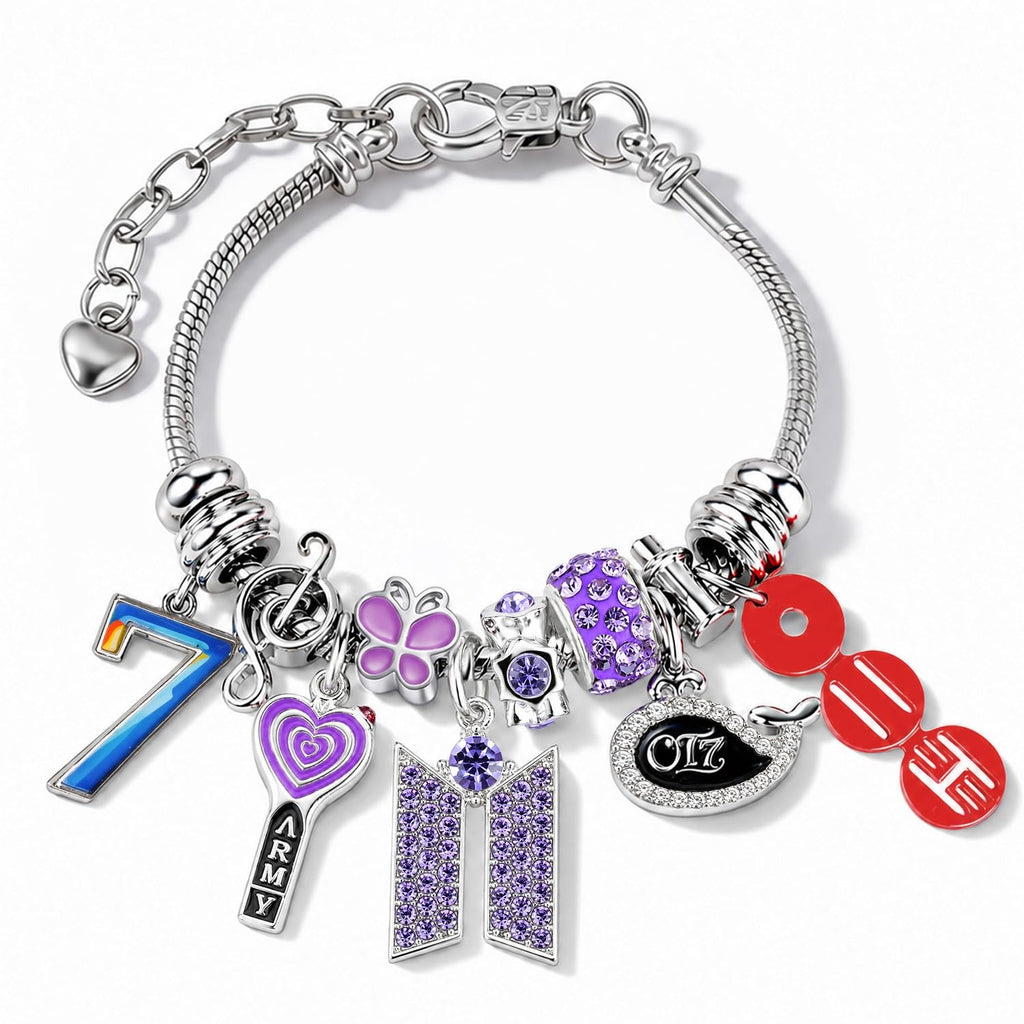 CelyBoutique ARMY-Inspired Stainless Steel Bracelet Adjustable Lobster Clasp Chain K pop Fan Jewelry Friendship & Motivational Gift for Women