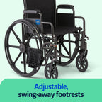 Medline Comfortable Folding Wheelchair with Swing-Back Desk-Length Arms and Swing-Away Footrests, 18”W x 16X”D Seat