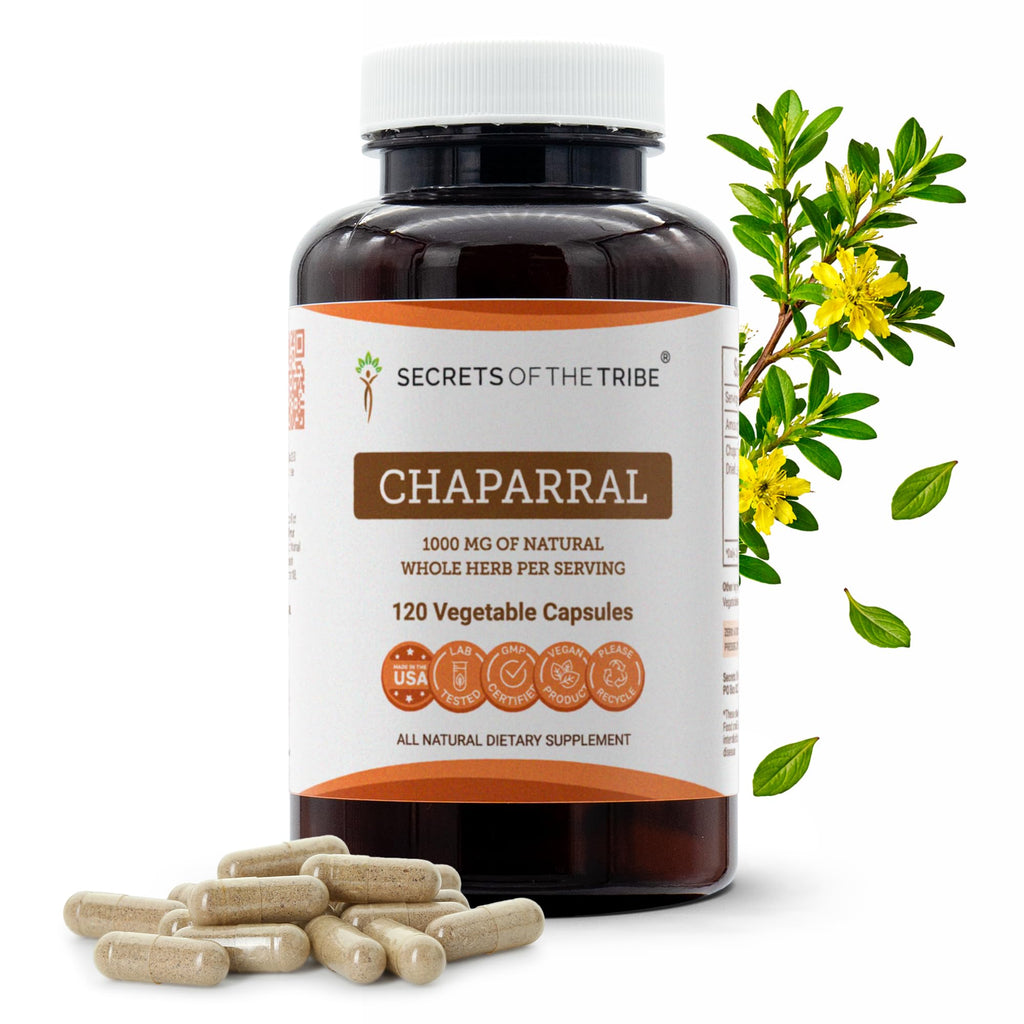 Secrets of the Tribe Chaparral 120 Capsules, 1000 mg, Chaparral (Larrea tridentata) Dried Leaf and Flower (120 Capsules)