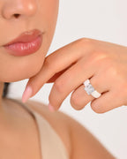 Rinfit Silicone Ring with Stone, Princess Cut CZ - Wht/Sil, Size 7