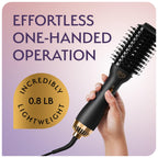 Manual Dual Voltage Blowout Hair Dryer Brush, Professional Hot Air Brush for European Travel 110V-120V/220V-240V, Black Gold Dryer and Volumizer for Women, 2.4 INCHES Oval Shape