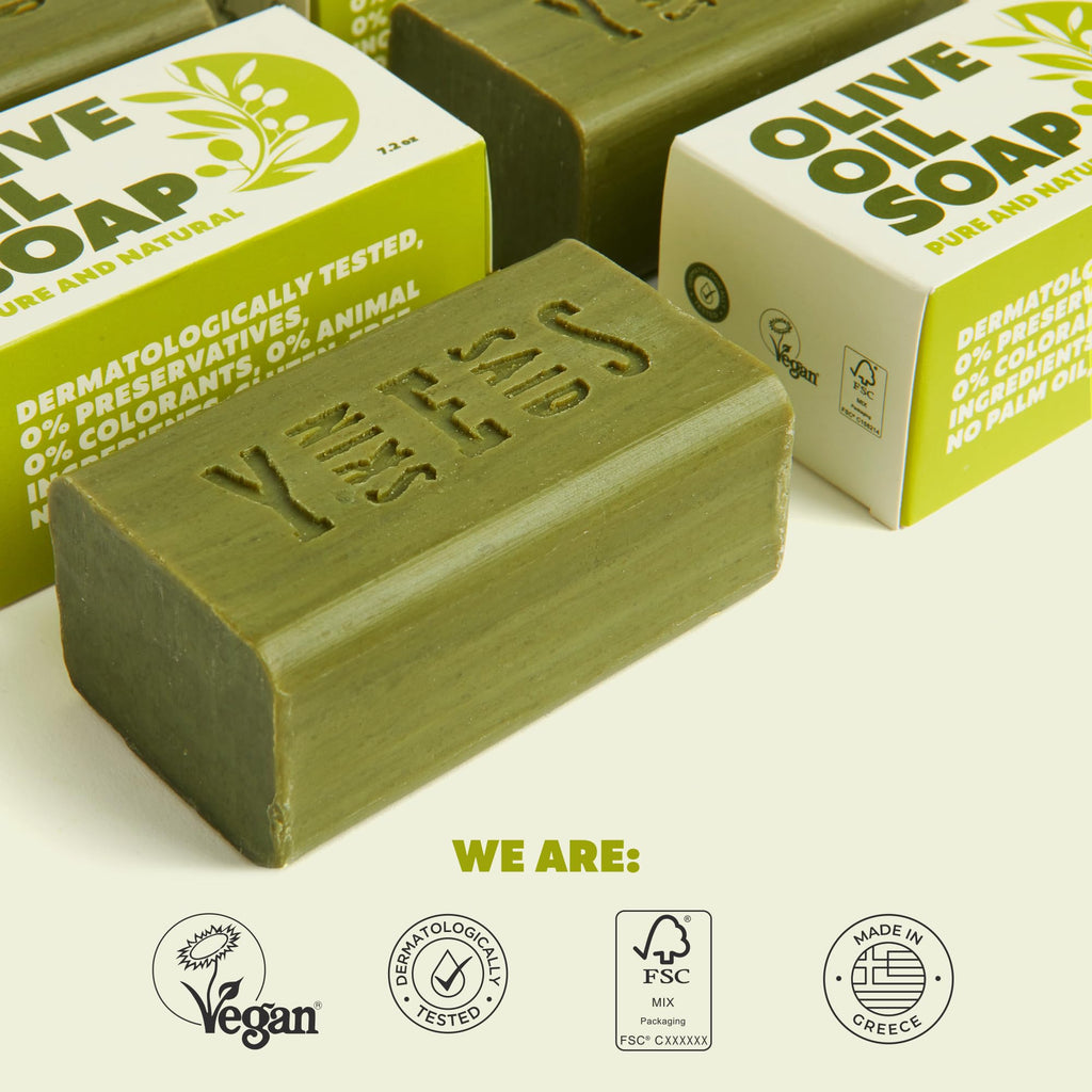 Skin Said Yes Olive Oil Soap Bars - Set of 8 - Organic Bar Soap - Moisturizing, Gentle on Skin, Rich in Antioxidants - Ideal for Sensitive Skin, Kids, Men, and Women - Perfect for Everyday Use