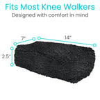 Vive Mobility Knee Scooter Pad Cover - Soft Plush Adult Sheepskin Memory Foam Cushion, Walker Accessory for Knee Roller, Padded Accessories Leg Cart Improves Comfort with Injury, Universal Fit (Black)