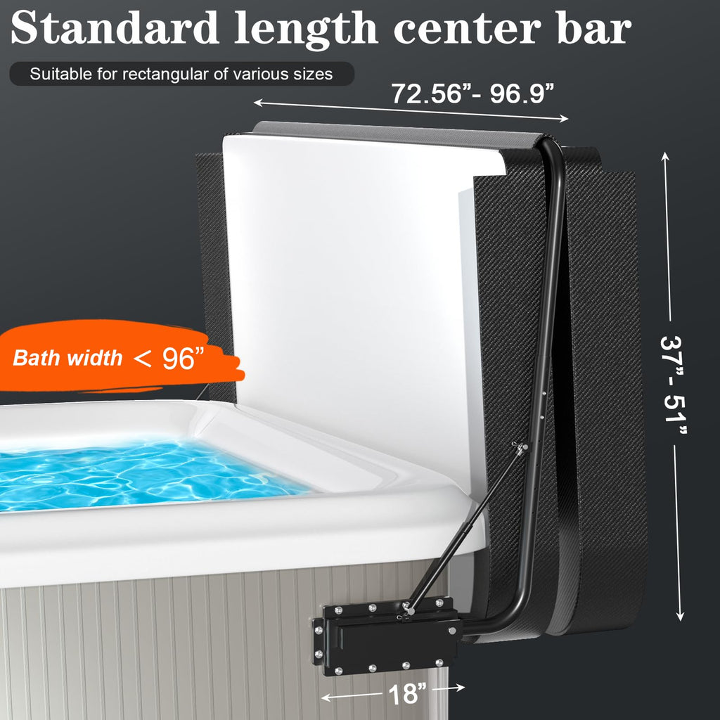 Hot Tub Cover Lifter - Heavy-Duty Spa Cover Lift Removal System, Adjustable Height & Width, Hot Tub Accessories Fits Most Hot Tubs Up to 96" Wide, Spa Lid Lifter Hydraulic Assist Removal System
