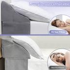 Vekkia King Size Bed Wedge Pillow for Headboard/Bed Wedge Gap Filler/Mattress Gap Filler/Wedge Pillow Headboard to Close The Gap (0-6") Between Your Headboard and Mattress, (Grey 76"x10"x7")