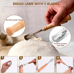 Complete Sourdough Starter Kit, Banneton Bread Proofing Basket with Glass Sourdough Starter Jar, Sourdough Bread Baking Supplies, 9'' Round Bread Proofing Basket, Sourdough Starter for Bread Making Baking Fermentation