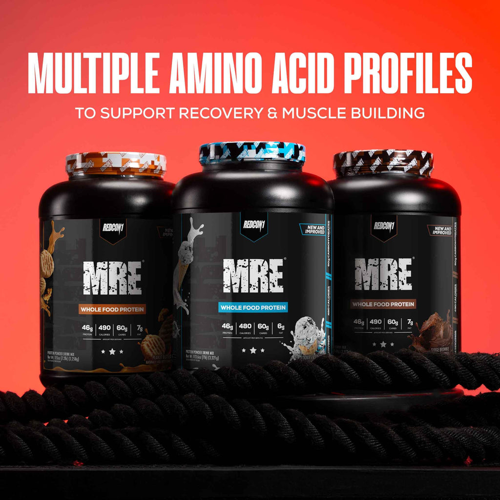 REDCON1 MRE Whole Food Protein Powder, Fudge Brownie - Meal Replacement Made with Animal and Plant Based Protein Sources, Nutrient and Calorie Dense, 0g Added Sugar (24 Servings)