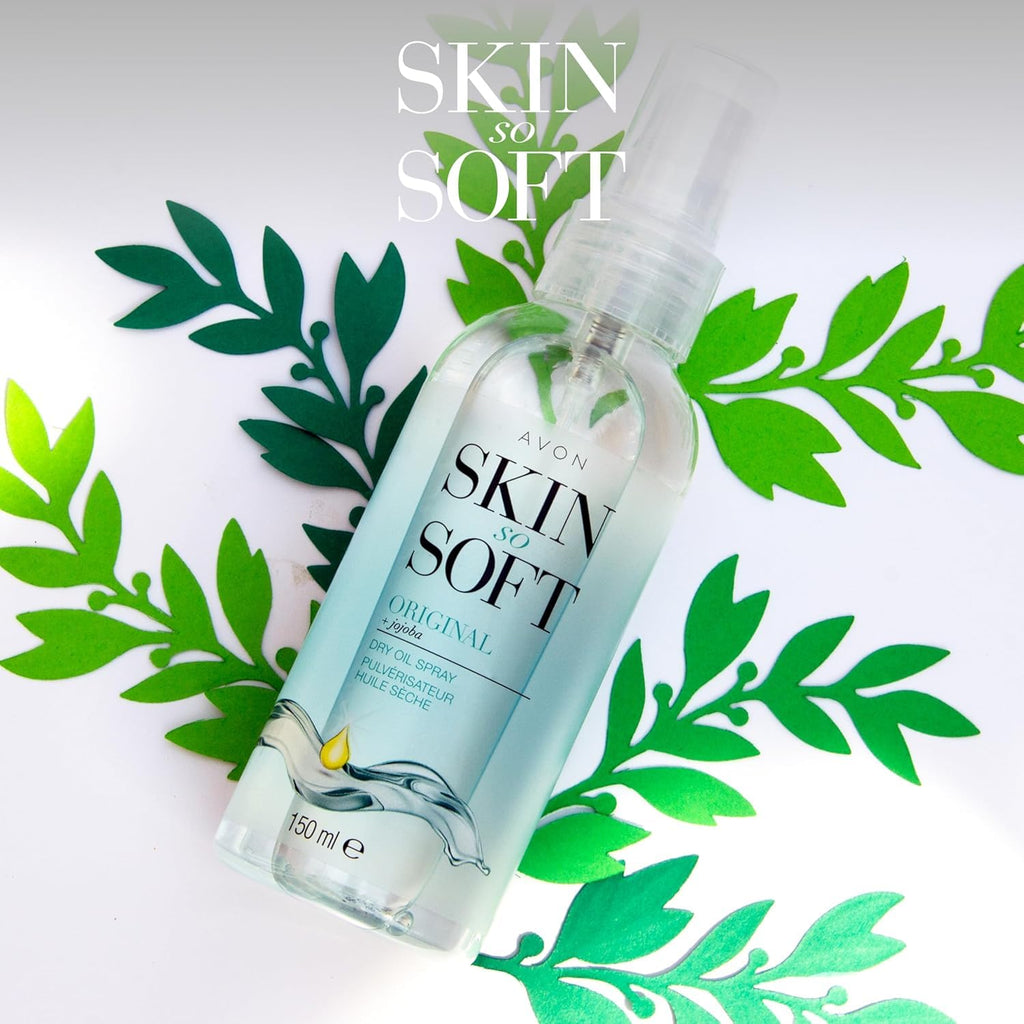 AVON SKIN SO SOFT Original Dry Oil Spray (5 Fl. Oz) Each – Luxury Lightweight Body & Hair Oil Mist – Fast-Absorbing, Non-Greasy, Silky Smooth Finish 150ML (2-PACK)