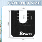 Yudlto 8 Pack U Shaped Toilet Mats Washable Absorbent Non Slip Bathroom