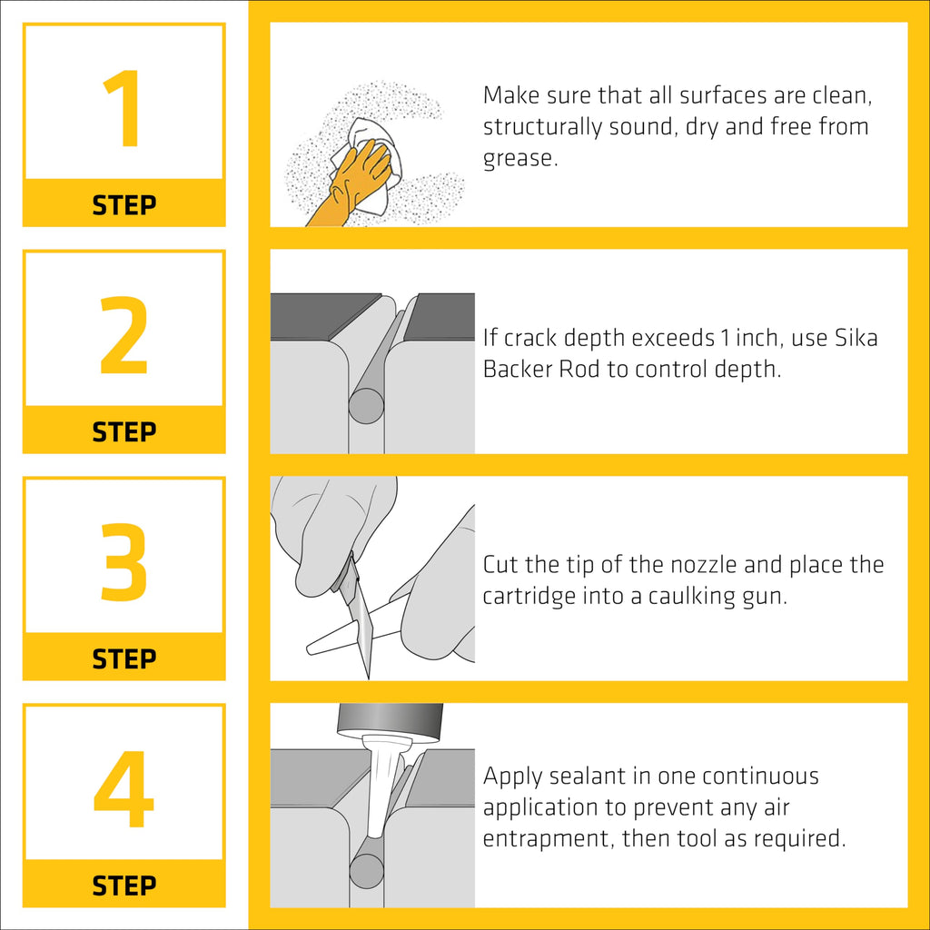 SIKA Sikaflex Crack Flex Sealant - Gray, High-Performance Polyurethane, Self-Leveling, Textured - Waterproof Seal for Horizontal Cracks - 10.1 fl. oz (Pack of 12)