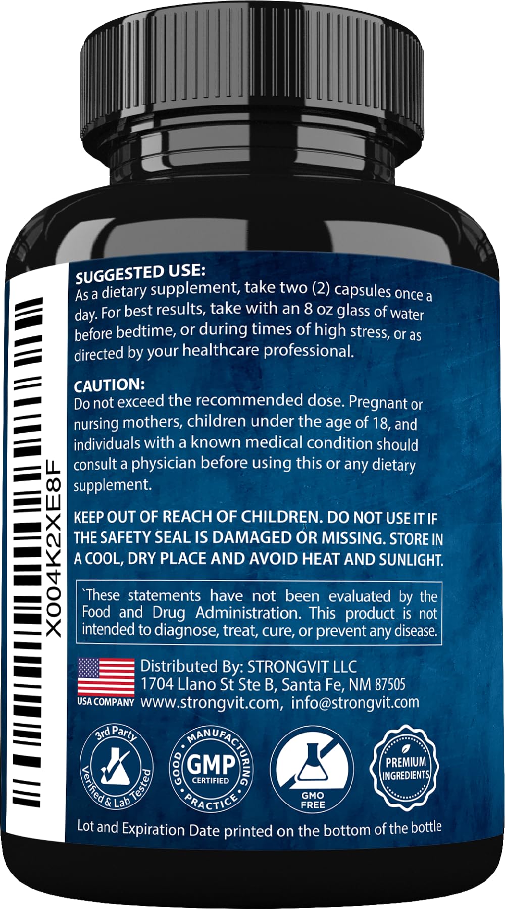 StrongVit Cortisol Supplements for Women and Men with Magnesium, Ashwagandha & L-Theanine. High Cortisol Reducer, Manager, Detox, Lower and Control. Sleep Support & Stress Relief, USA