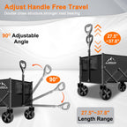 AMNOW 100L Collapsible Wagon Cart with All Terrain Wheels, 350LBS, Black