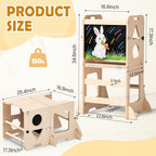 OMEW Toddler Standing Tower Anti-Tip Wooden Kitchen Step Stool，Nature