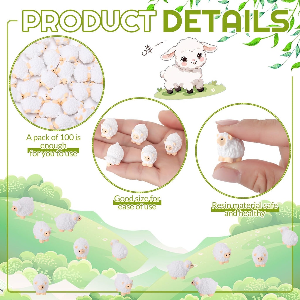 Guiqulai 100pcs Mini Resin Sheep Figurines Garden Decor Ornaments（White）