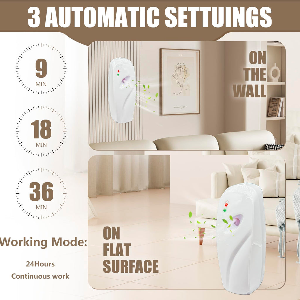 Automatic Air Freshener Spray Dispenser 2-Pack,Wall Mounted/Free Standing Automatic Air Fresheners for Home and Commercial Use,Automatic Spray Dispenser Adjustable Scent Release Setting