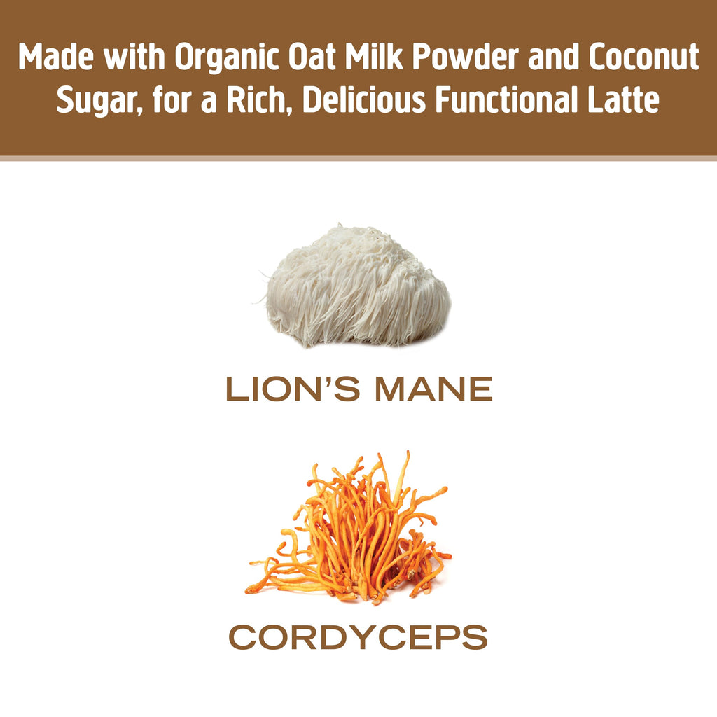 OM MUSHROOM SUPERFOOD Coffee Latte Blend – Functional Mushroom Powder with Lion’s Mane, Cordyceps, Reishi & Chaga – Energy, Focus & Mental Clarity Support – 8.47 oz Canister (30 Servings)