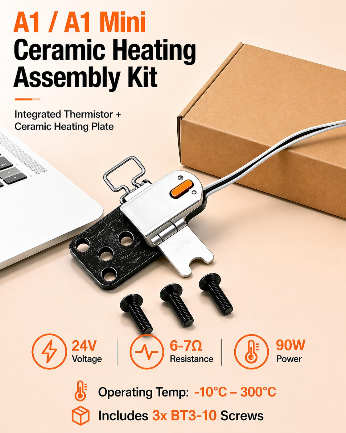 Bamboo lab Upgraded Hotend Heating Assembly for Bambu Lab A1 & A1 Mini, Replacement Hot End Kit with Heating Block for 3D Printer