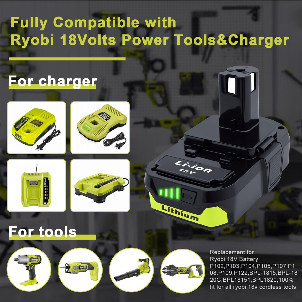 Ultraxxis 2 Pack P103 3.5Ah 18V Battery Replacement for Ryobi 18V Battery Compatible with Ryobi 18V Tools – Extended Power and Reliability