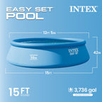 Intex Easy Set 15 ft x 42in Above Ground Pool Set, Round Inflatable Swimming Pool with 1000 GPH Cartridge Filter Pump, Ladder, Cover, & Ground Cloth
