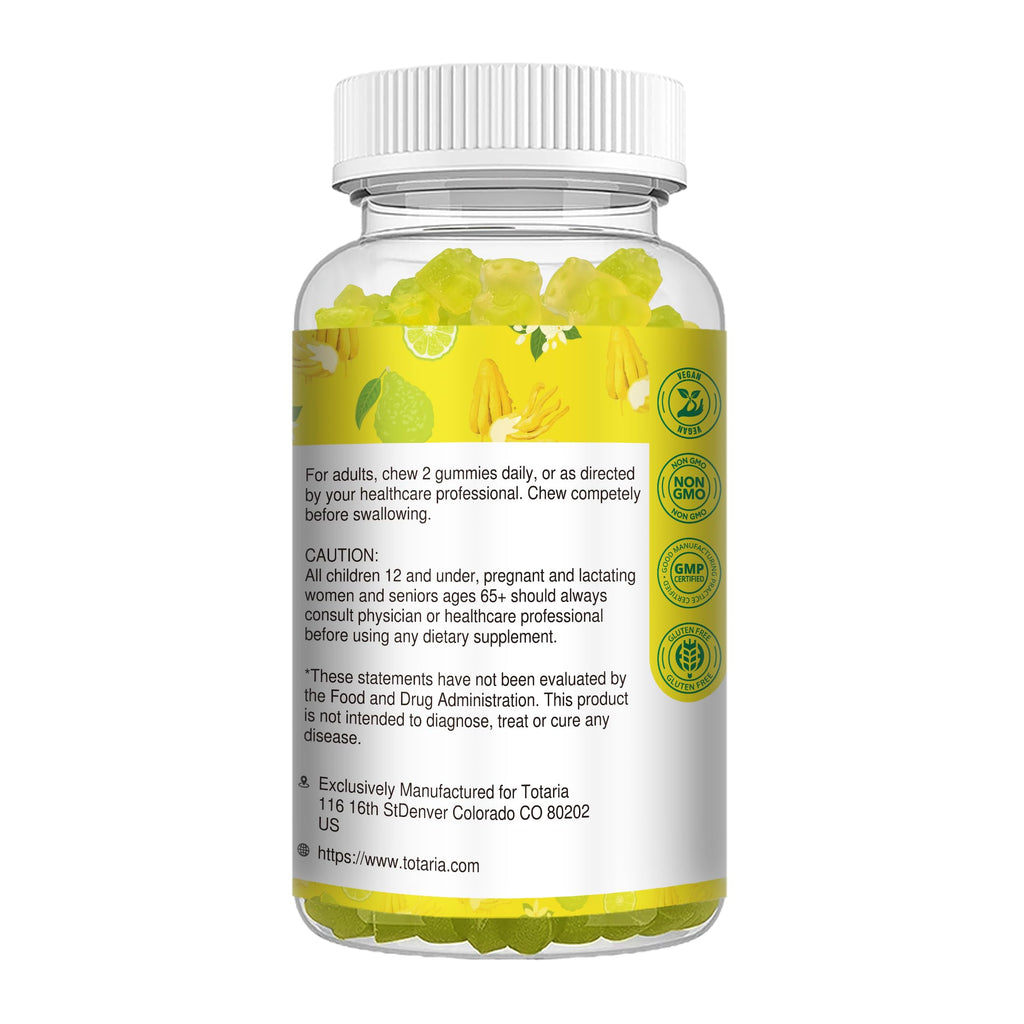 Sugar Free Citrus Bergamot Gummies - All Natural Supplements 25:1 Extract from Italian Bergamot Supplement for Healthy Anti-Aging Sugar-Free Vegan