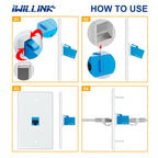 iwillink (10-Pack) Ethernet Wall Plate, 1-Port Keystone Jack Wall Plate with RJ45 Keystone Inline Coupler insert, Female to Female Cat6 Wall Plate, Blue
