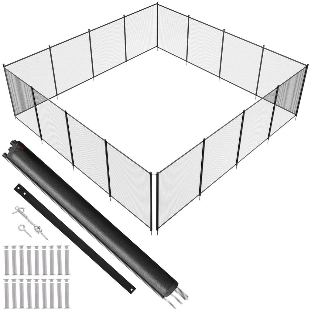 VEVOR Pool Fence, 4 x 48 FT Pool Fences for Inground Pools, Removable Pool Fencing, Easy DIY Installation Swimming Pool Fence, 340gms Teslin PVC Pool Fence Mesh Protects Kids and Pets